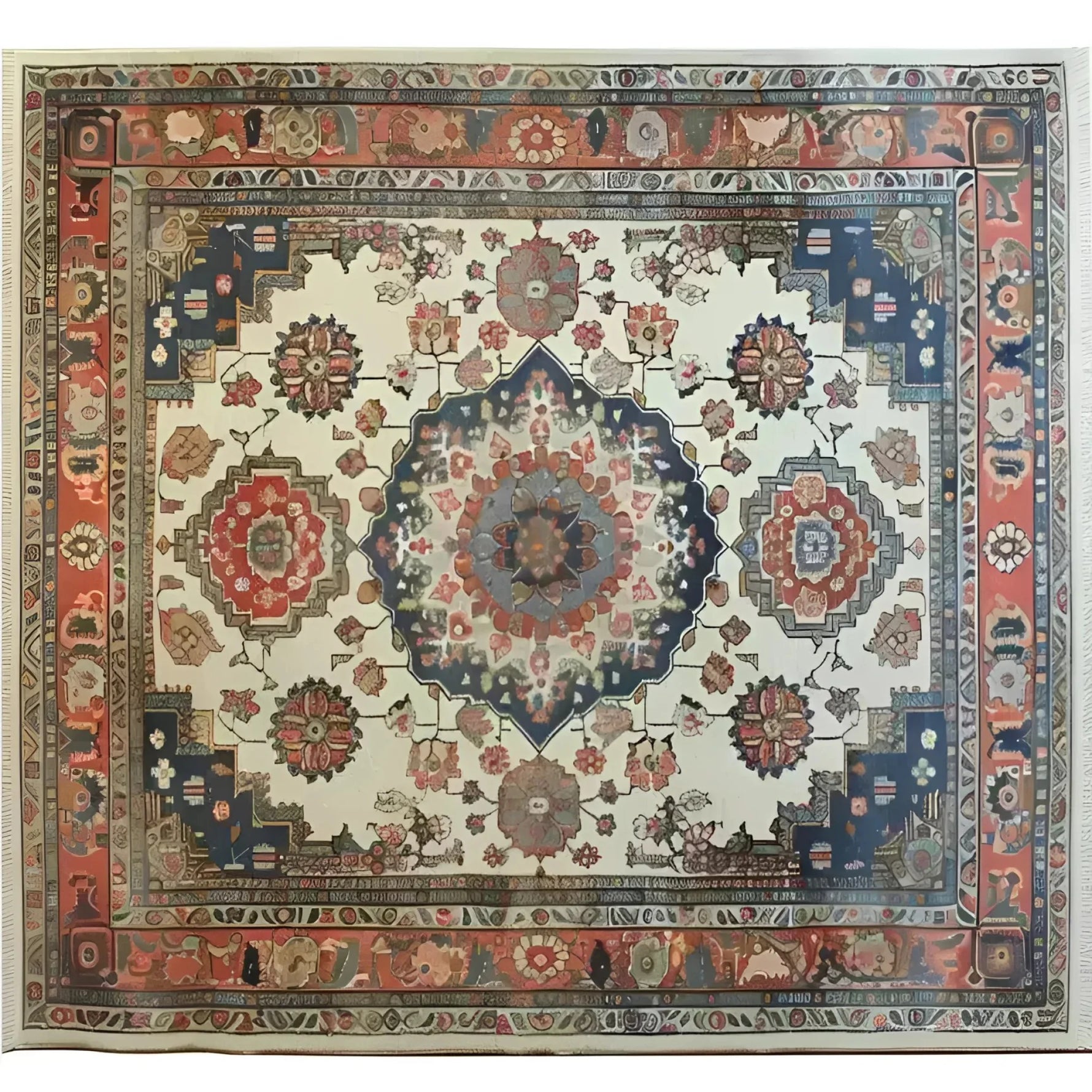 Imperial Tapestry Hand Knotted Area Rug featuring intricate floral patterns in rich colors, perfect for adding a vintage touch to any living room. This Persian-style rug, sized at 8x10, showcases a beautiful blend of traditional motifs and elegant design, making it an ideal choice for those seeking living room area rugs that embody timeless elegance.