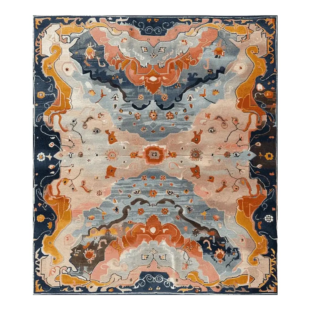 Vibrant In Blooming Time Hand Tufted Area Rug showcasing a stunning floral design in warm tones. This wool rug enhances any space, perfect as a living room rug measuring 8x10.