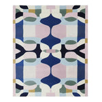 This vibrant Infinite Symmetry Hand Tufted Area Rug features a contemporary abstract design with bold geometric shapes in shades of blue, pink, and green. Perfect for adding a modern touch to your space, this wool rug is ideal for living rooms, especially in an 8x10 size.