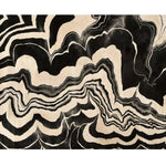 The Ink Drift Hand Tufted Rug features an abstract black and white design resembling fluid ink patterns. This contemporary area rug is perfect for adding a touch of modern elegance to your dining room or living room. Available in an 8x10 size, this wool rug is both stylish and durable, making it an ideal choice for under a dining table or as a centerpiece in your living space.