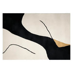 A stylish hand tufted area rug with a contemporary design, featuring bold black and beige abstract patterns. Perfect for enhancing modern living spaces, this wool rug is ideal as a living room area rug, especially in an 8x10 size.