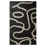 Contemporary wool rug featuring an abstract black and white design, perfect for enhancing modern living room spaces. This area rug is ideal for those seeking stylish living room area rugs and comes in an 8x10 size, making it a great addition to any contemporary decor.