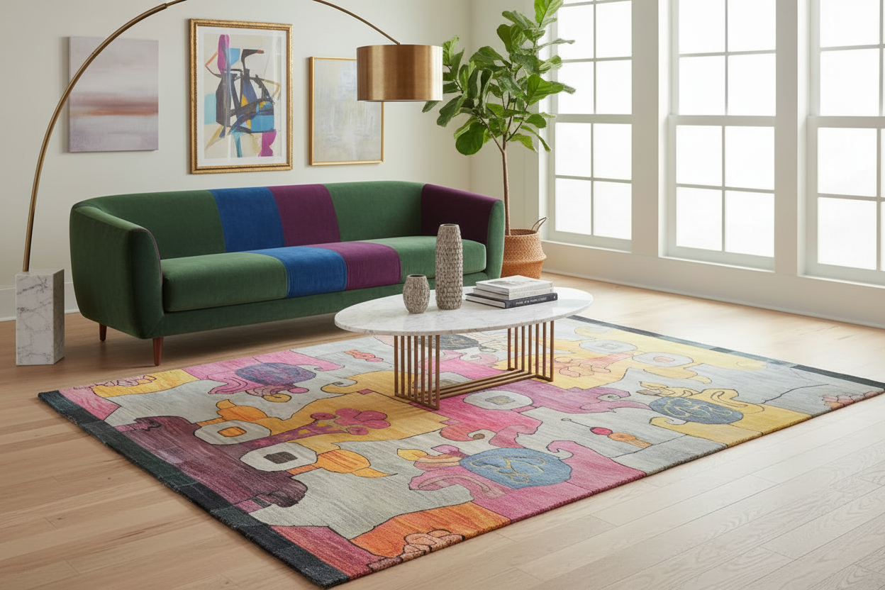 Interlocking Tapestry Hand Knotted Area Rug