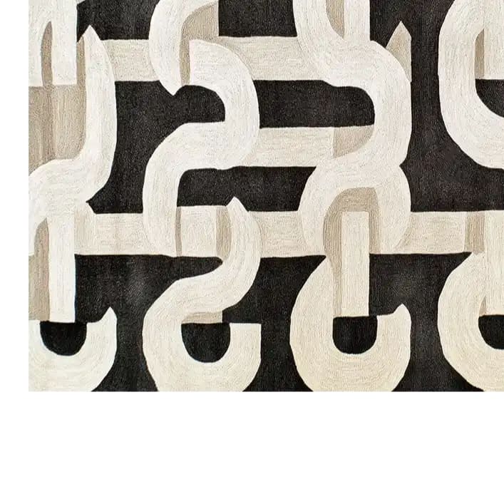 Intricate and stylish, this area rug features a contemporary design with interlocking shapes in neutral tones. Perfect for adding a modern touch to your living room, this hand-tufted wool rug offers durability and elegance. Ideal for living room area rugs, this 8x10 wool rug blends seamlessly with a variety of decor styles.