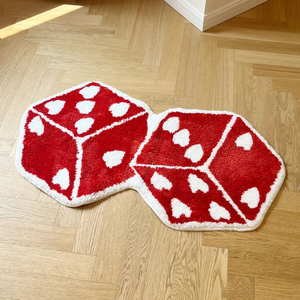 Irregular Red Dice Tufted Bath Mat