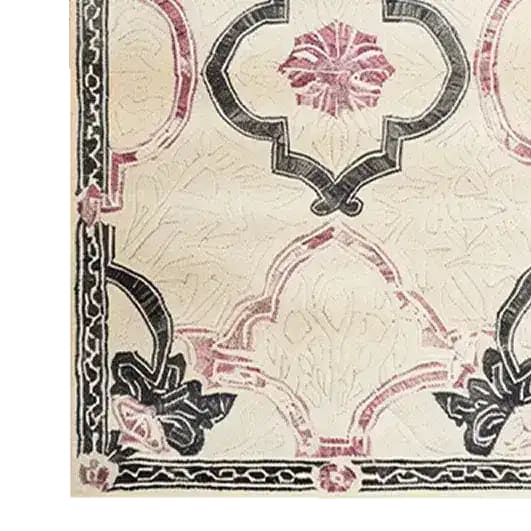 Elegant Ivory Bloom Border Hand Tufted Area Rug featuring vintage floral patterns in soft hues, perfect for enhancing large living rooms. This wool rug showcases intricate designs ideal for creating a cozy ambiance in your living space.