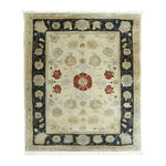 Ivory Elegance Hand Knotted Area Rug featuring a classic floral design with a vintage Persian style, ideal for living room rugs 8x10. The intricate patterns and warm beige tones add a touch of sophistication to any space.