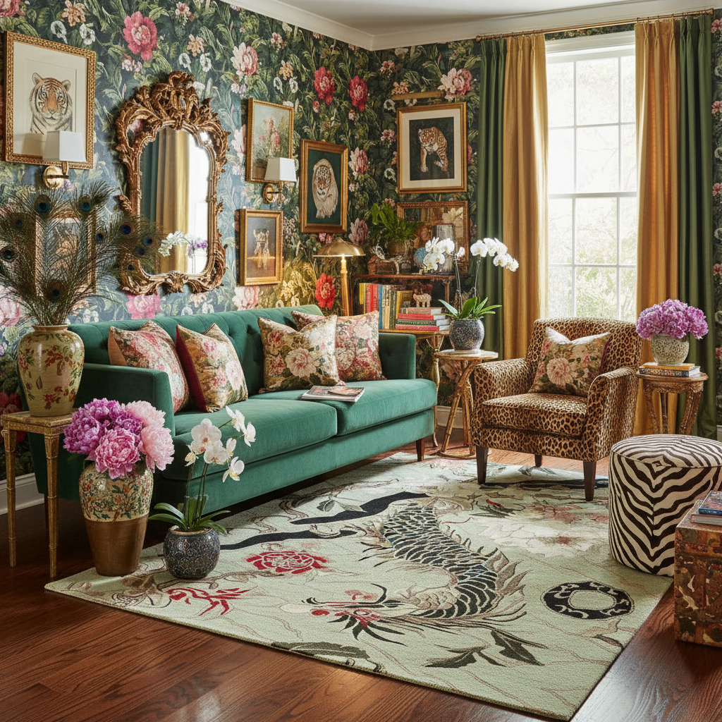 Jade Dragon Vine Hand Tufted Rug