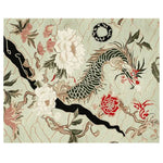 Elegant Jade Dragon Vine hand-tufted area rug featuring intricate dragon and floral designs. Perfect wool rug for adding a touch of luxury to your living room. Ideal for living room rugs 8x10, this area rug captures the essence of traditional artistry.