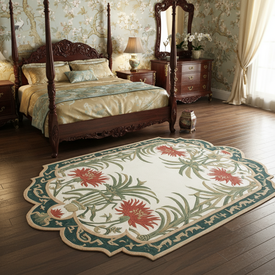 Jade Garden Frame Hand Tufted Wool Rug