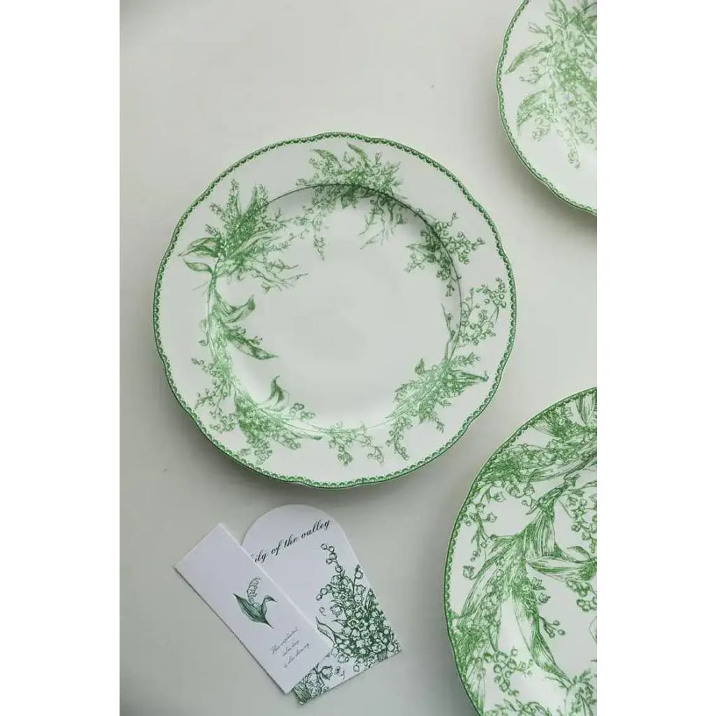 Jade Green Lily of The Valley Decorative Bone China Plate 10.4" or 26.5 cm