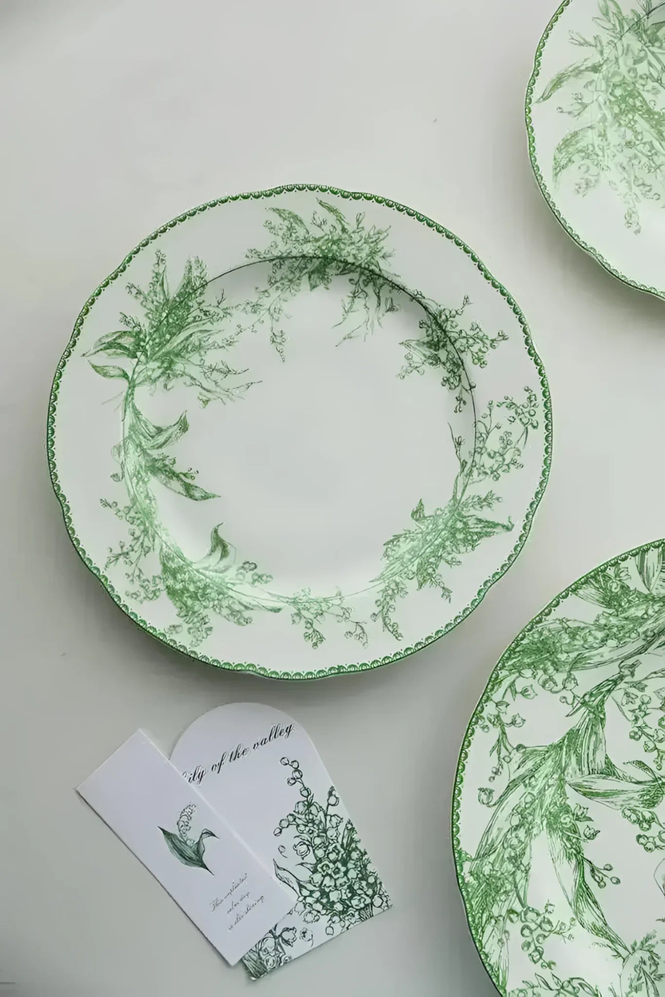 Jade Green Lily of The Valley Decorative Bone China Plate 10.4" or 26.5 cm