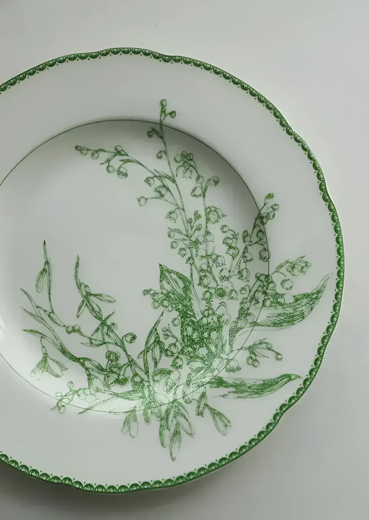 Jade Green Lily of The Valley Decorative Bone China Plate