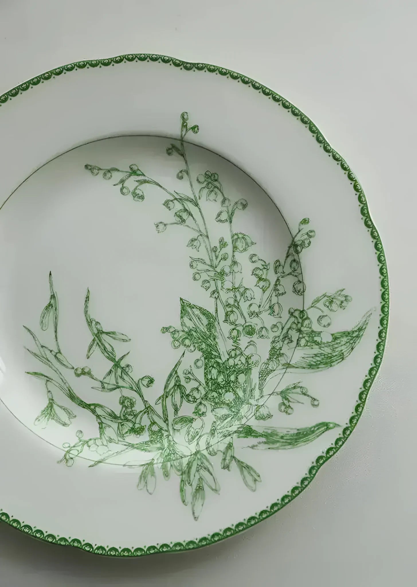 Jade Green Lily of The Valley Decorative Bone China Plate