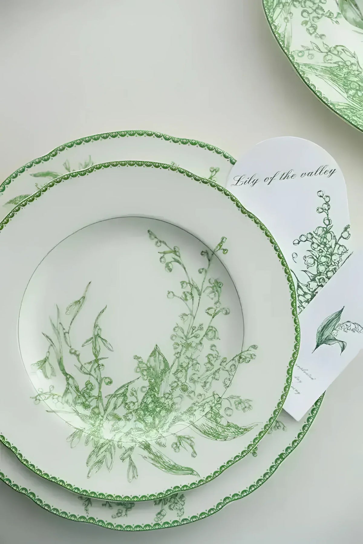 Jade Green Lily of The Valley Decorative Bone China Plate