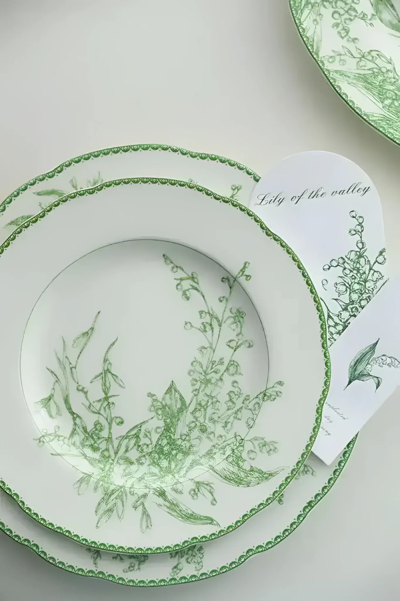 Jade Green Lily of The Valley Decorative Bone China Plate