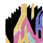 Close-up of the Jagged Rhythm Dream Hand Tufted Area Rug, showcasing its bold, contemporary design with vibrant colors. This wool rug features an abstract pattern, perfect for adding a modern touch to large living room spaces. Ideal for those seeking unique area rugs for their living room.