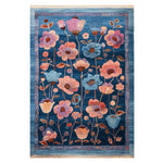 A beautifully designed area rug featuring a vibrant floral pattern in shades of blue and pink. This hand-tufted wool rug adds a touch of elegance to any living room, perfect as an 8x10 area rug for a cozy and stylish space.