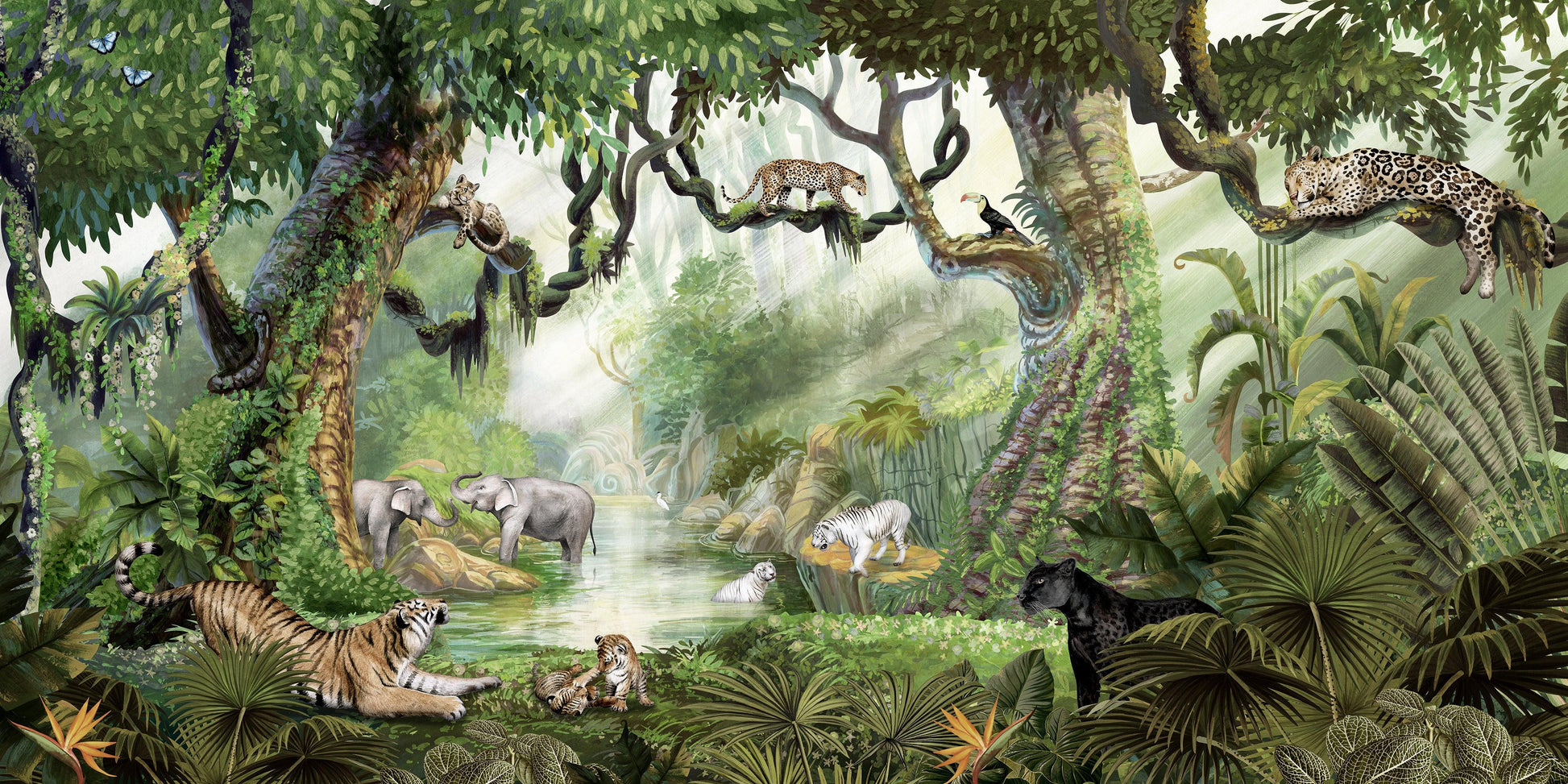 Jungle Cats Wallpaper Mural - MAIA HOMES