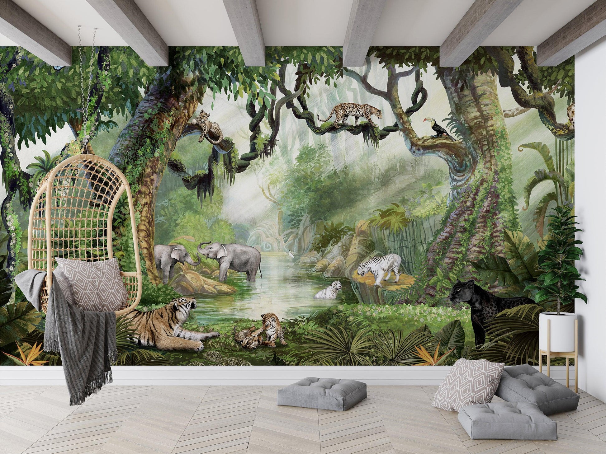 Jungle Cats Wallpaper Mural - MAIA HOMES