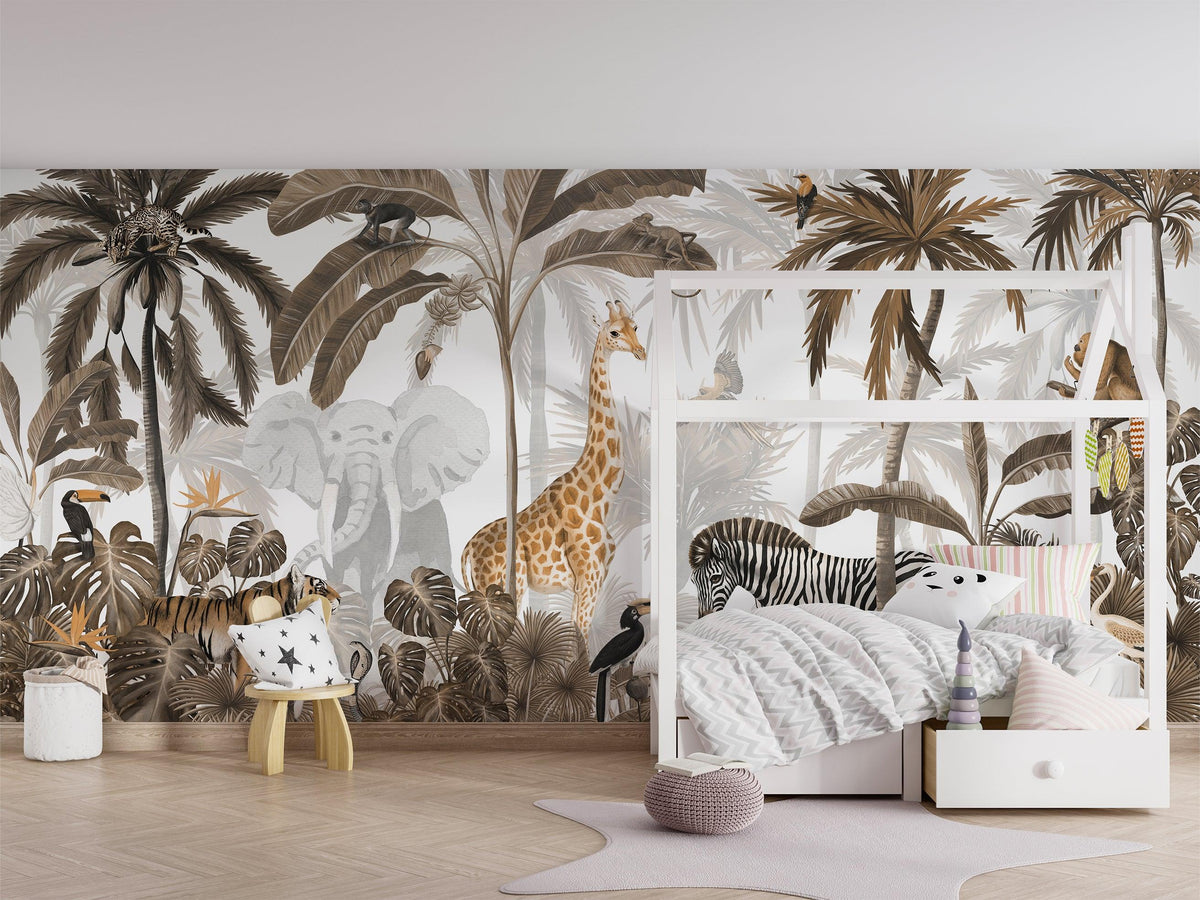 Jungle Jive - Sepia Wallpaper Mural