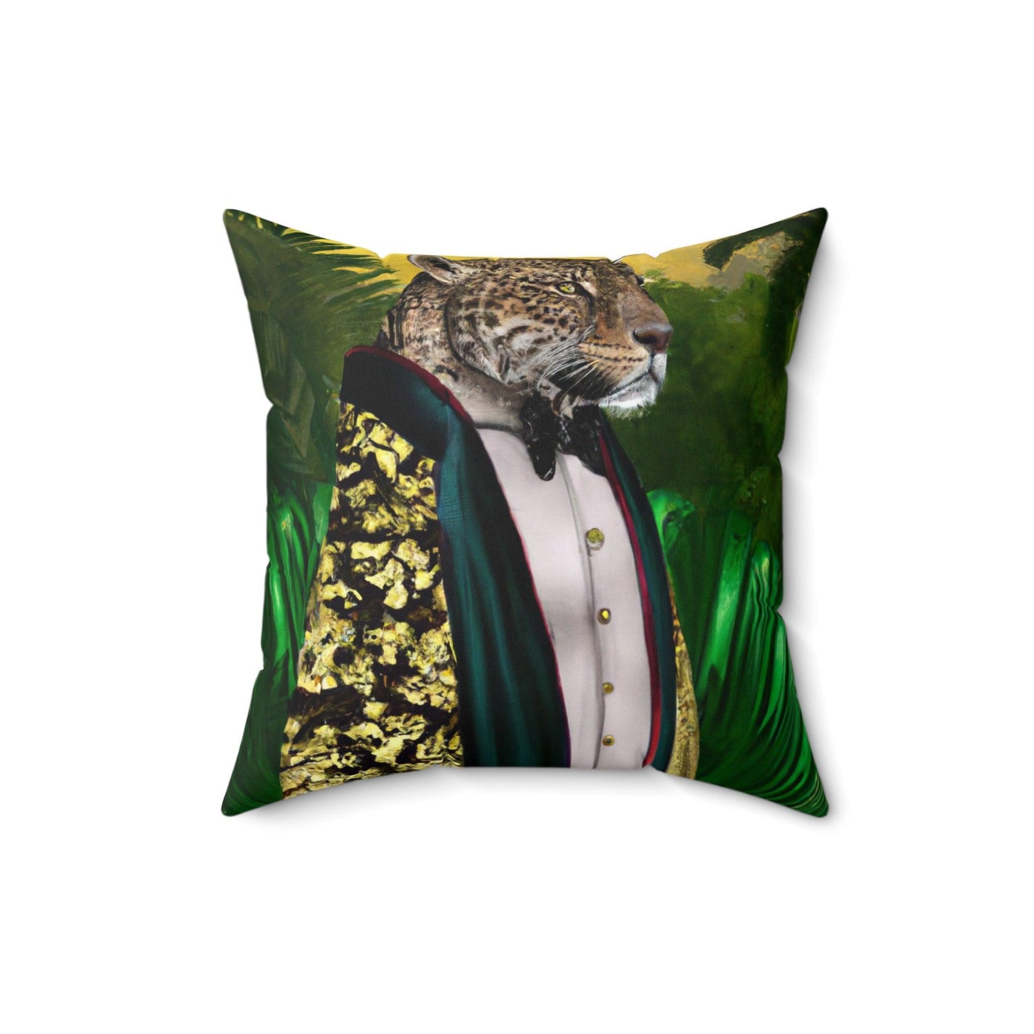 Jungle King Portrait Printed Throw Pillow