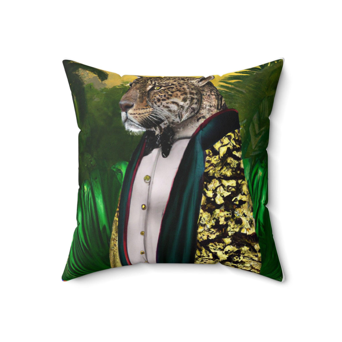 Jungle King Portrait Printed Throw Pillow