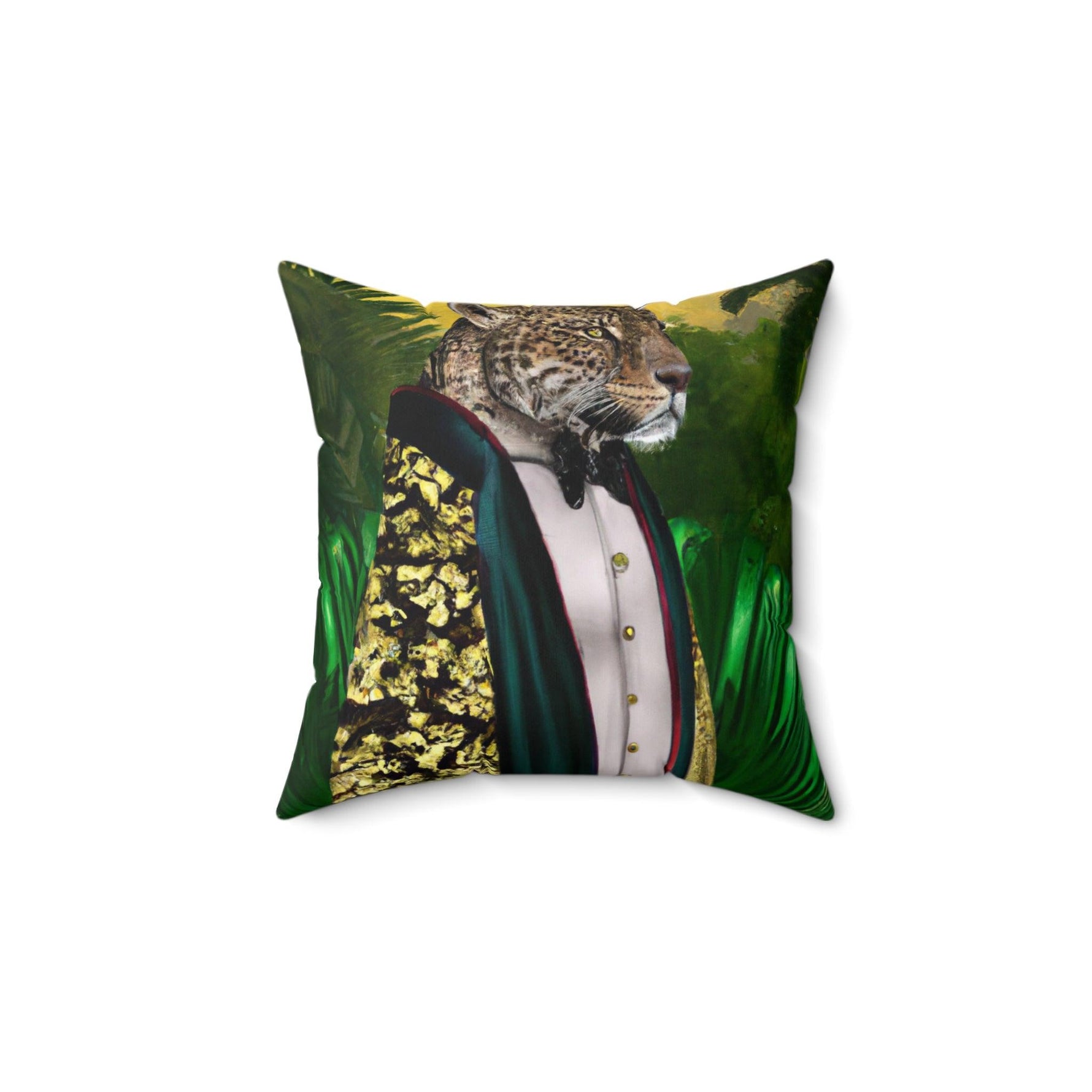 Jungle King Portrait Printed Throw Pillow