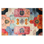 Vibrant Kaleidoscope Dreams hand-tufted wool rug featuring a colorful abstract floral pattern, perfect as a large living room area rug with vintage charm.