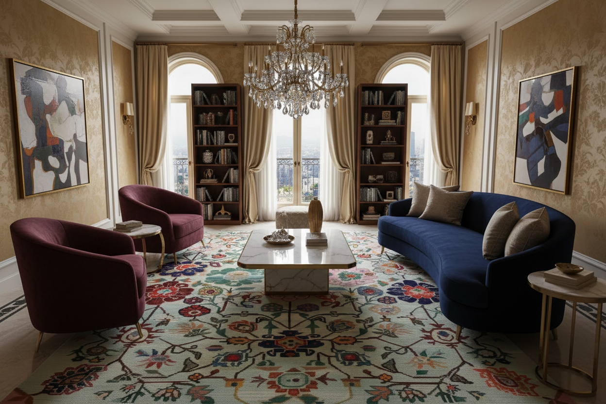 Kaleidoscope Garden Knotted Wool Rug