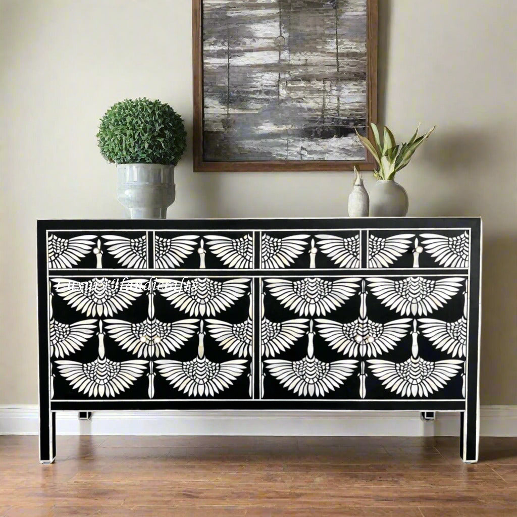 Swan Bone Inlay Sideboard – Black
