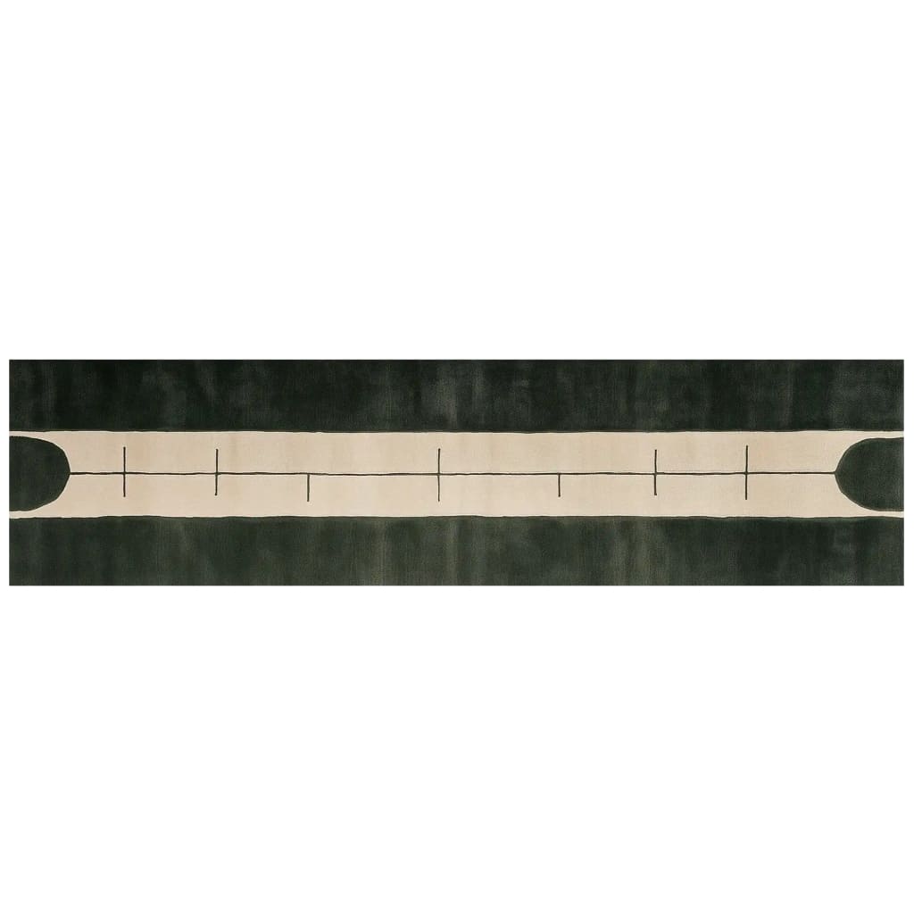 Top view of the Knot Dream Hand Tufted Wool Rug, showcasing its elegant contemporary design. This runner rug features a unique abstract pattern with contrasting colors, perfect for adding a modern touch to your kitchen, hallway, or bathroom. Ideal as a wool rug for those seeking stylish kitchen runner rugs or a versatile bathroom runner rug.