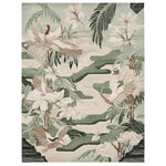 An elegant hand-tufted area rug featuring a serene nature-inspired design with birds and lush foliage, perfect for enhancing your living room. This wool rug, measuring 8x10, brings a touch of sophistication and tranquility to your space, ideal for those seeking stylish living room area rugs.