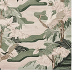 A beautifully designed area rug featuring a serene nature scene with birds and lush foliage. This wool rug is perfect for adding elegance to living room spaces, especially in an 8x10 size. Ideal for those seeking stylish living room area rugs.