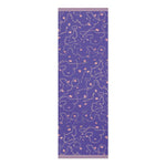 Full-length Lavender Dreams mat, purple ground with pink dots and looping cream squiggle lines