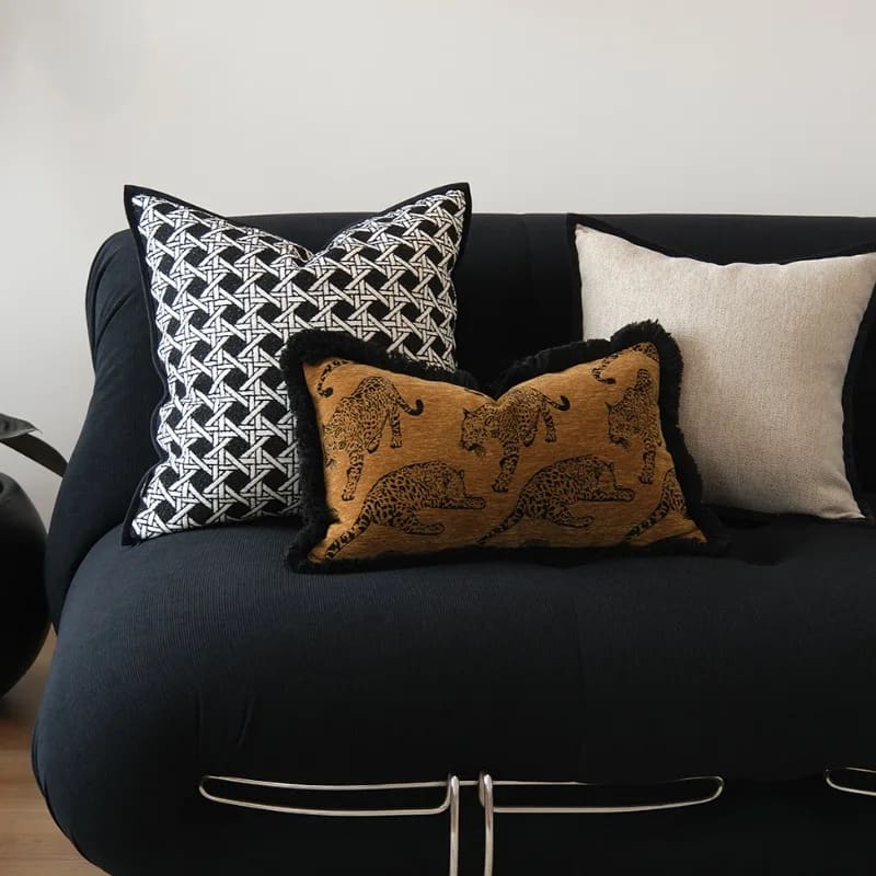 Lavish leopard lounge throw pillow cover featuring a vibrant leopard print on a warm background, perfect for adding a touch of exotic flair to your home decor.