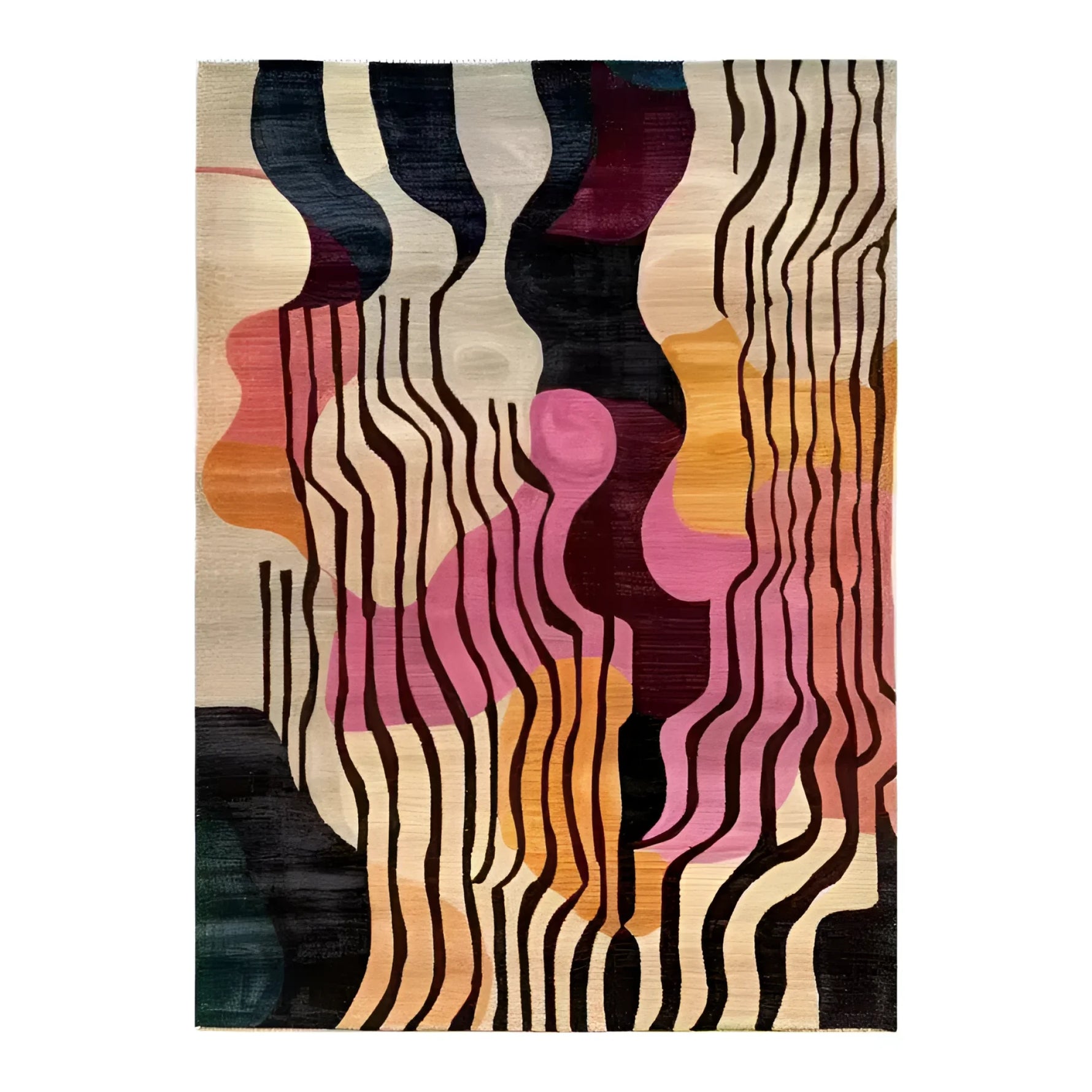 This vibrant Area Rug features an abstract design with flowing lines and rich colors, perfect for adding a contemporary touch to any living room. Made from high-quality wool, this hand-tufted rug is ideal for those seeking stylish and durable living room area rugs.