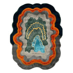 Top view of the Layers of Time Hand Tufted Viscose Rug, a contemporary area rug. Its vibrant colors and abstract design make it a perfect wool rug for an 8x10 living room, adding an artistic touch to any space.