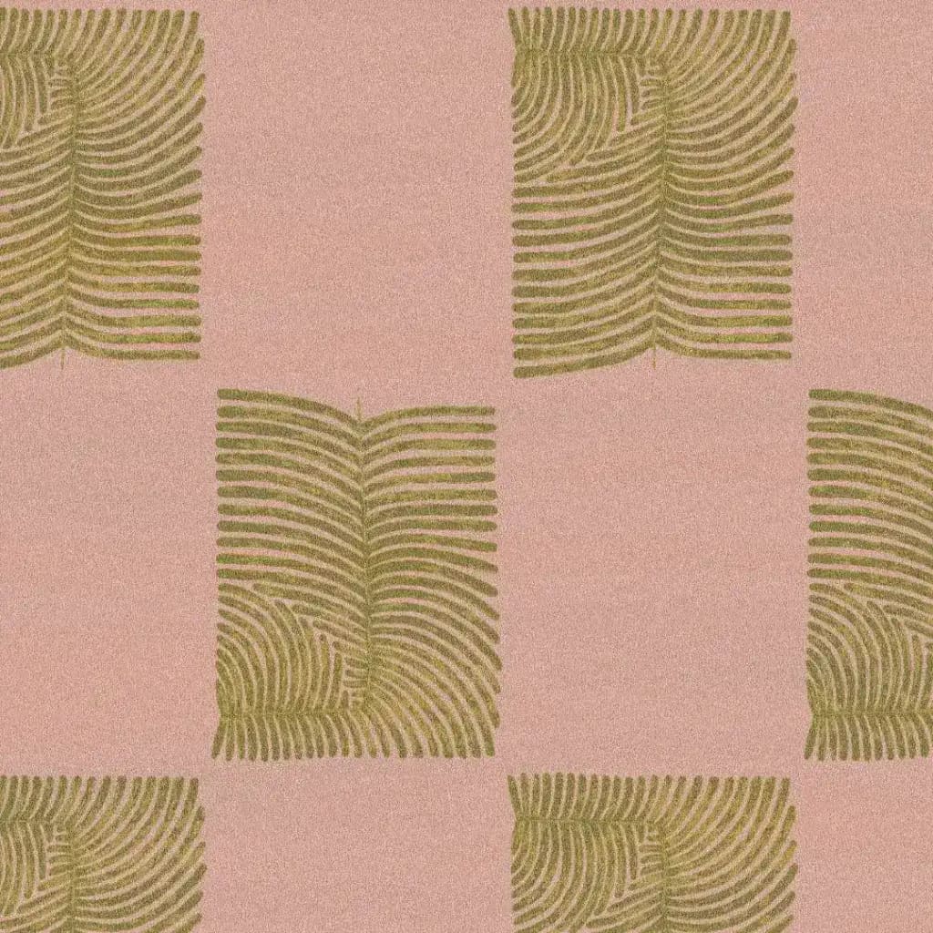 A stylish Leaf Checker Scallop Pastel Hand Tufted area rug featuring a boho design with green leaf patterns on a soft pastel background. Perfect for enhancing the aesthetic of a formal dining room or as a wool rug in living room and dining room spaces.