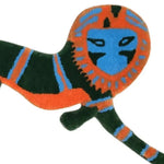 Vibrant Leaping Monkey Hanuman Accent Wool Rug showcasing a colorful abstract design, perfect for adding a touch of whimsy to any dining room or bedroom. This vintage-style area rug offers a unique blend of orange, blue, and green tones, making it an ideal choice for both formal dining room rugs and rugs for bedroom spaces.