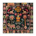 Vibrant and intricately designed Legacy Majestic Tapestry Wool Hand Knotted Area Rug, featuring a rich tapestry of colorful motifs including florals, animals, and abstract patterns. Perfect for enhancing any living room, this square area rug brings a touch of Persian elegance with its wool construction, ideal for those seeking unique rugs for living room spaces.