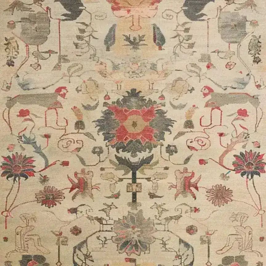 Beautiful Legacy of Petals Hand Knotted Area Rug featuring intricate floral patterns reminiscent of vintage Persian rugs, perfect for adding elegance to living rooms.