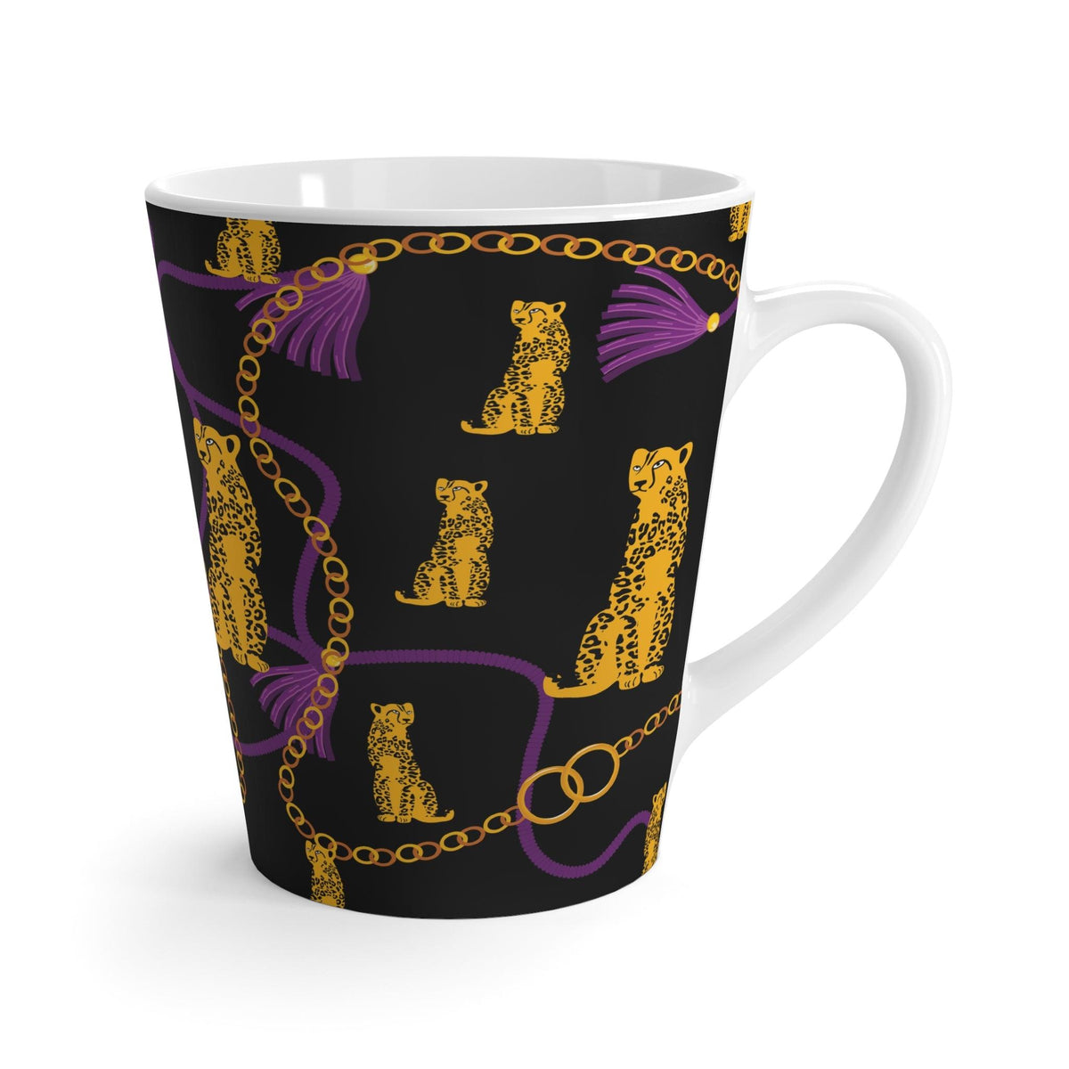 Leopard and Gold Chain Black Latte Mug