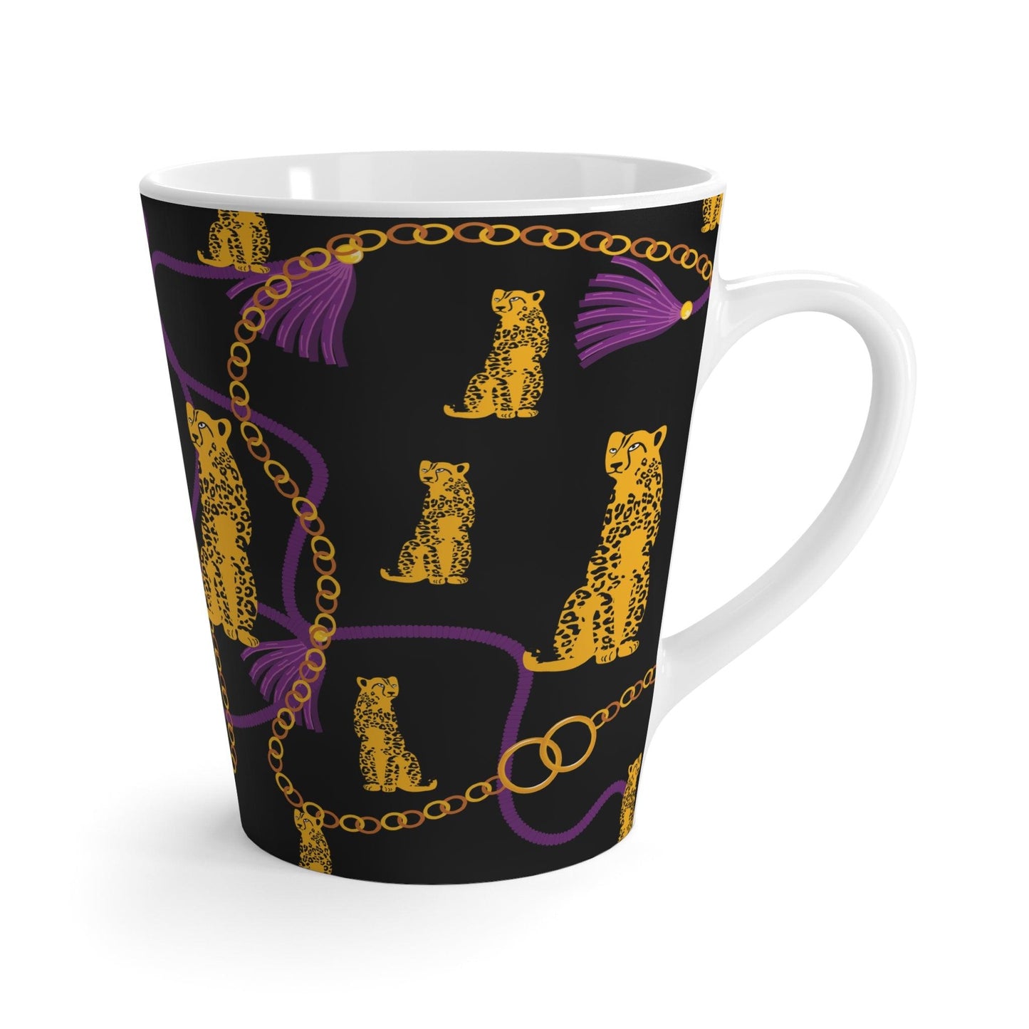 Leopard and Gold Chain Black Latte Mug - MAIA HOMES