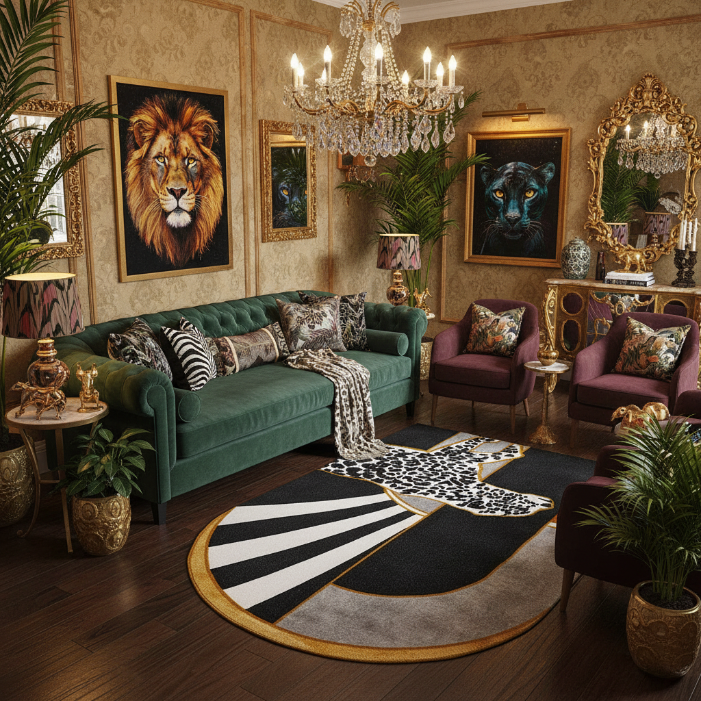 Leopard Crossing the Sun Hand-Tufted Area Rug