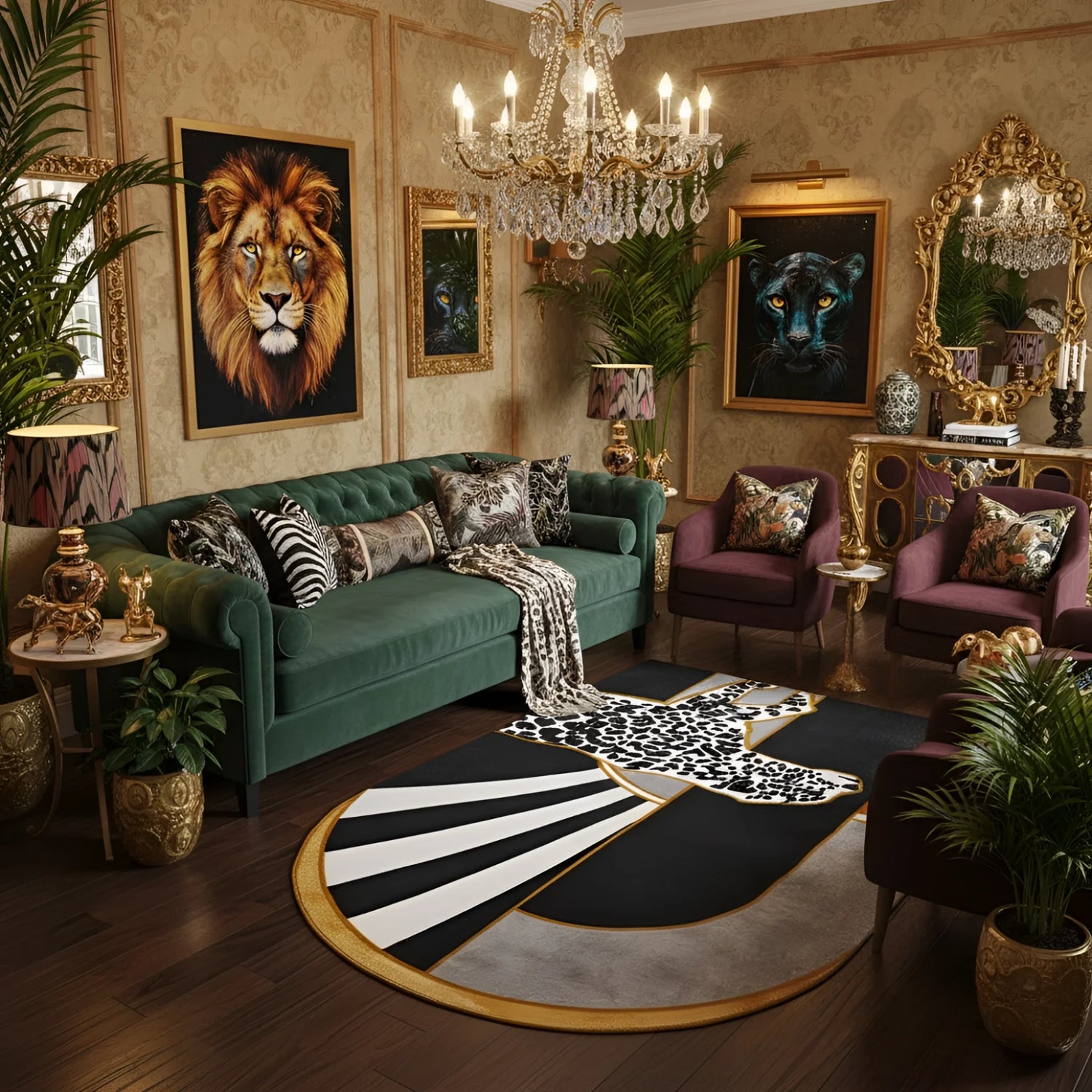 Leopard Crossing the Sun Hand-Tufted Area Rug