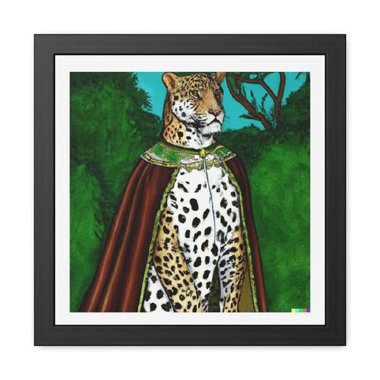 Leopard in Red Robe Framed Poster Wall Art - MAIA HOMES