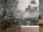 Leopard Landscape Black and White Wallpaper Mural