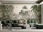 Leopard Landscape - Green Wallpaper Mural