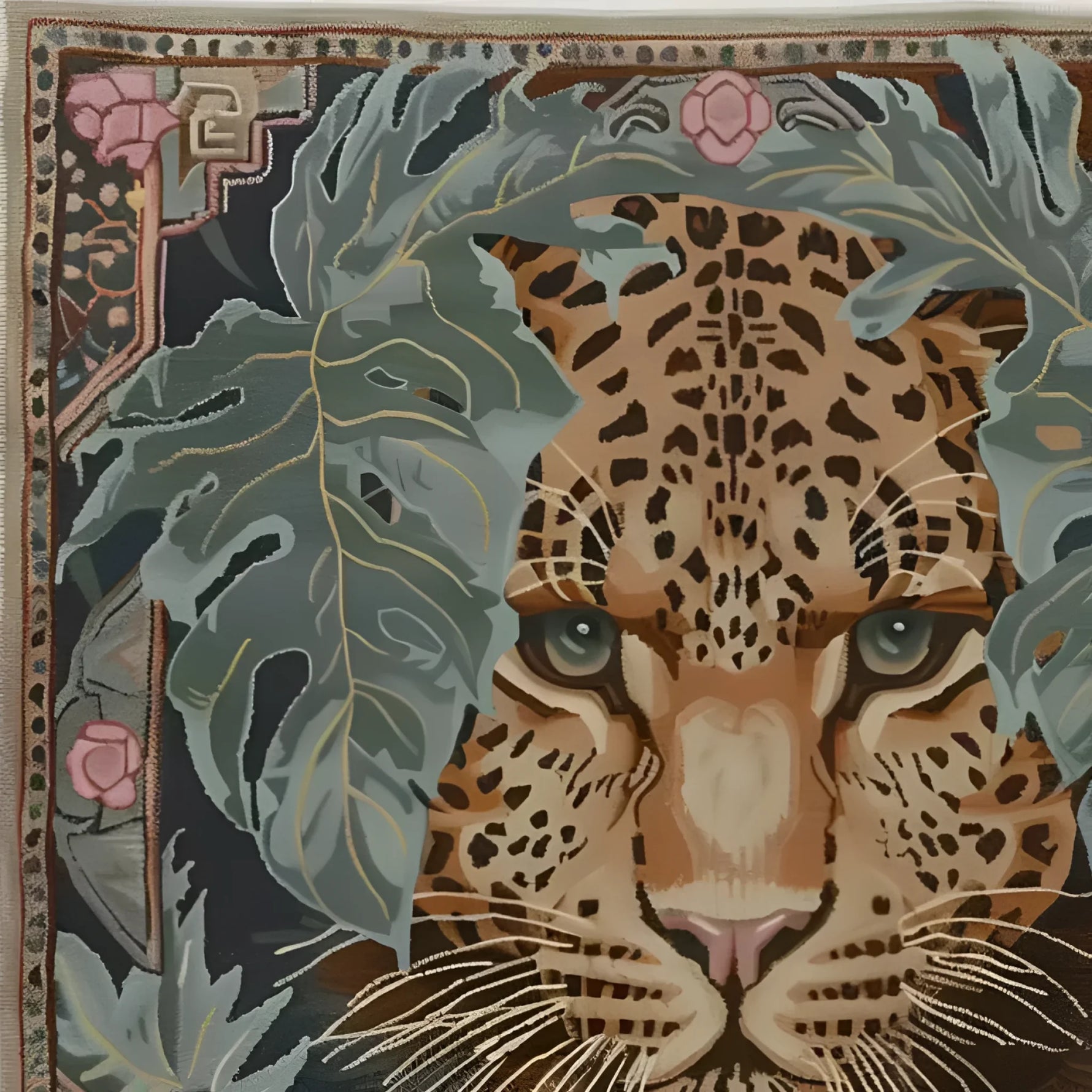 This stunning square area rug features an intricate leopard design, perfect for adding a bold statement to your living room or bedroom. Hand-knotted with high-quality wool, this rug combines natural beauty with durability, making it an ideal choice for both rugs for living room and rugs for bedroom settings.